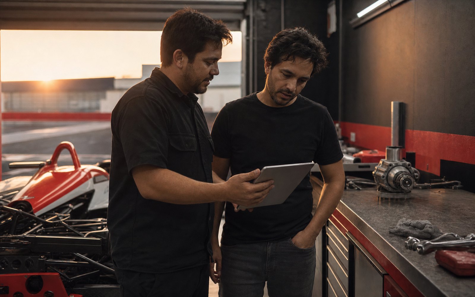 Técnico mostrando los resultados del diagnóstico al cliente